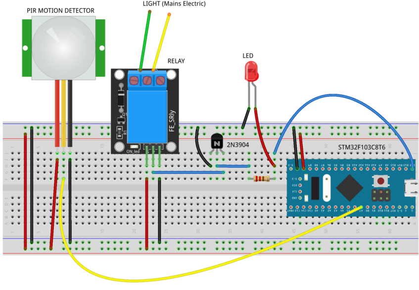 PIR Sensor and Relay Switch to turn on a Light - MicroController